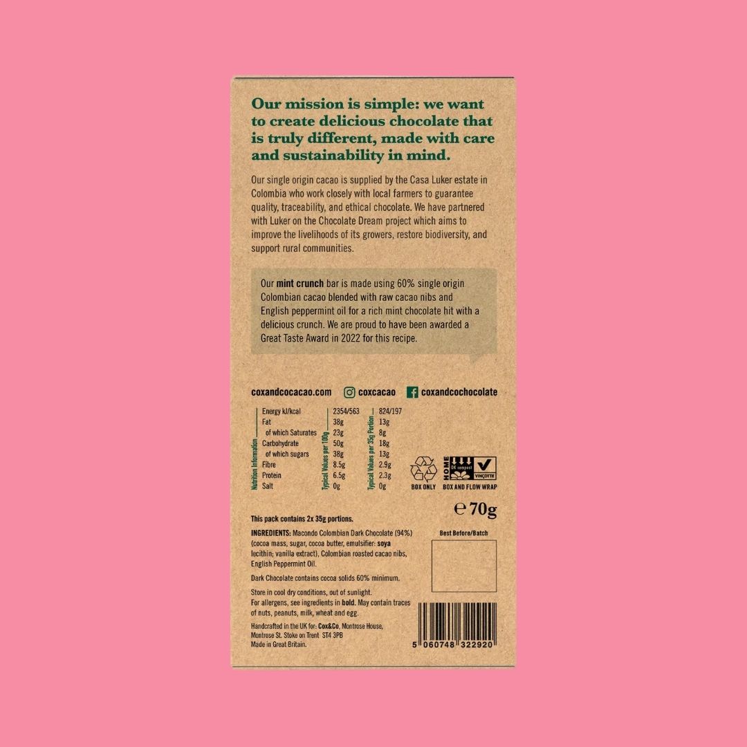 Cox & Co Chocolate Bar Mint Reverse