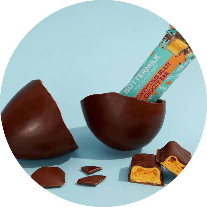 Buttermilk Honeycomb Blast Easter Egg + Honeycomb Blast Bar Out of Packaging