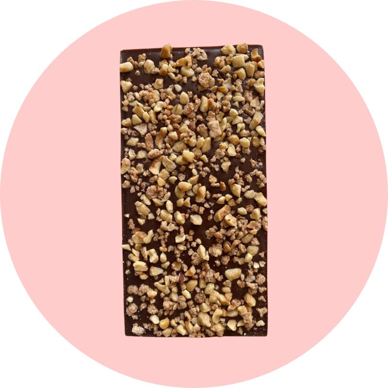 Well & Truly Caramelised Hazelnut Bar 90g Out of Packaging