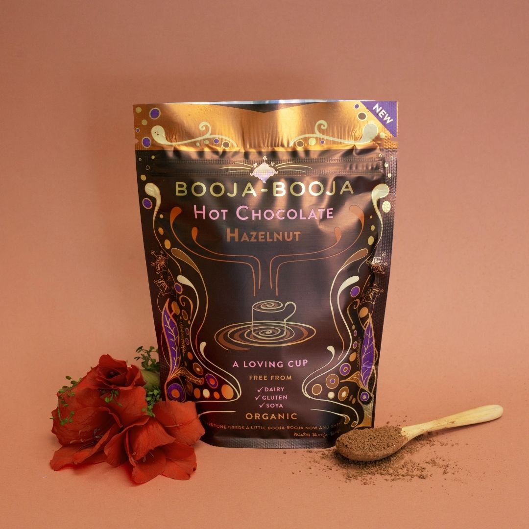 Booja Booja Hot Chocolate Pouch Hazelnut Lifestyle