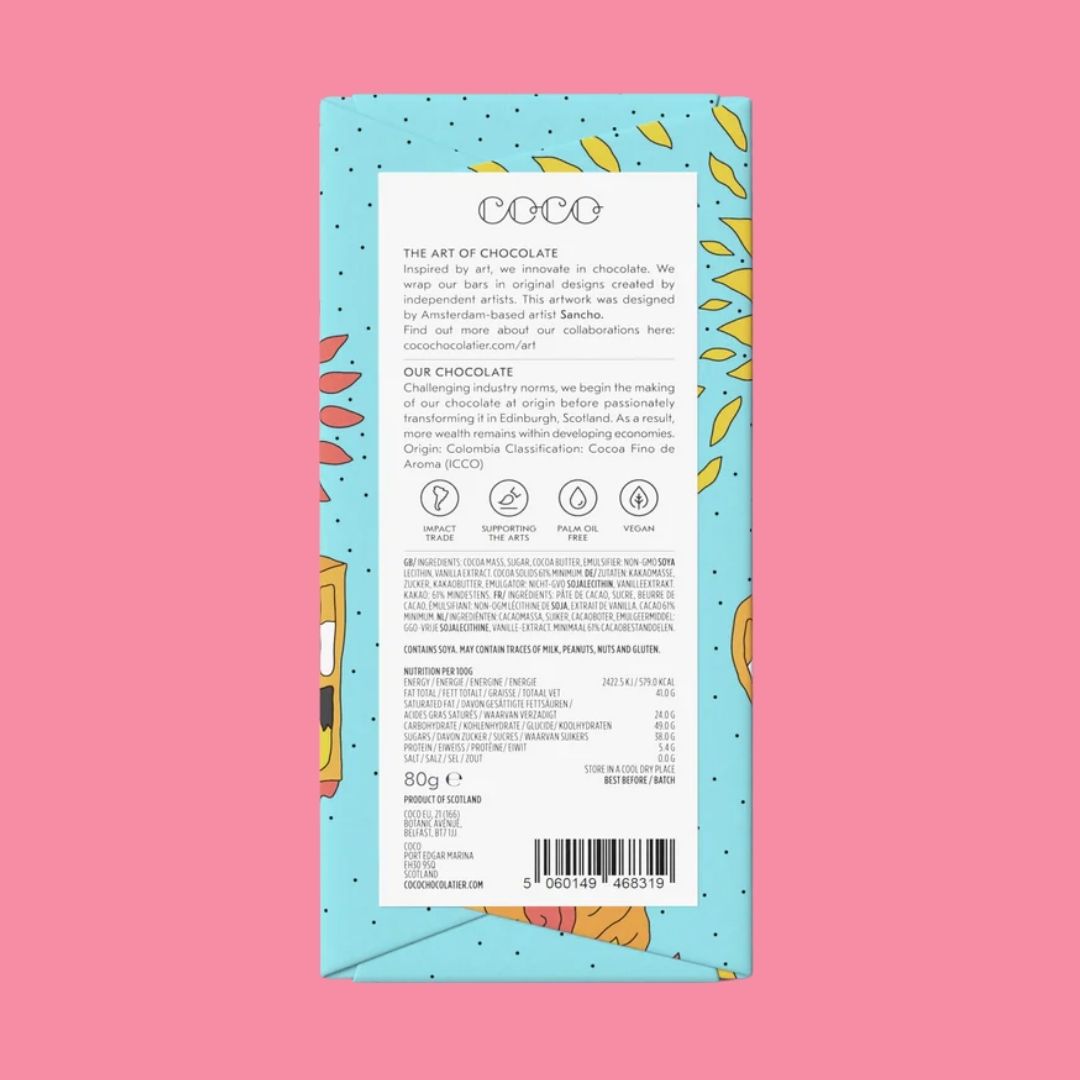 COCO Chocolate Bar Columbian Dark 61% Reverse