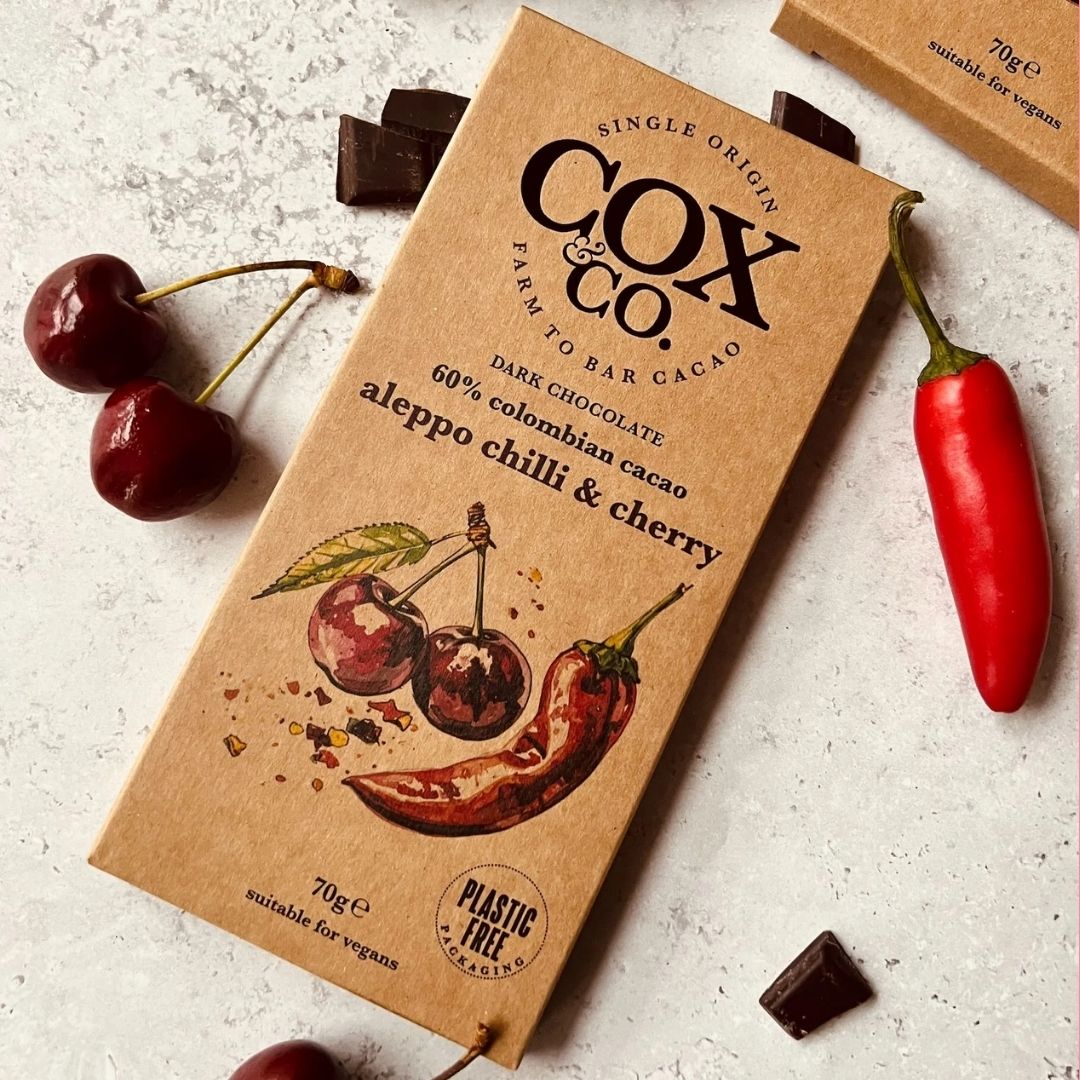 Cox & Co Chocolate Bar Aleppo Chilli & Cherry Lifestyle