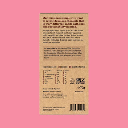 Cox & Co Chocolate Bar 100% Pure Cacao Reverse