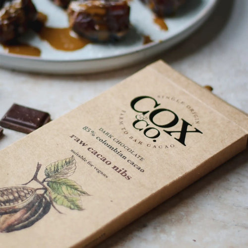 Cox & Co Chocolate Bar Raw Cacao Nibs Lifestyle