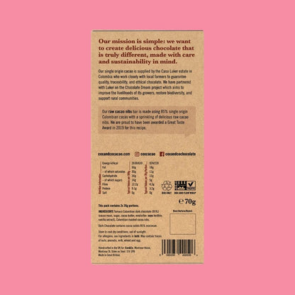 Cox & Co Chocolate Bar Raw Cacao Nibs Reverse