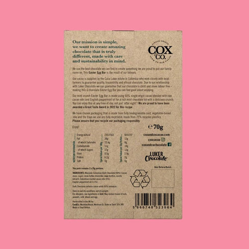 Cox & Co Egg Shaped Chocolate Bar Mint Reverse