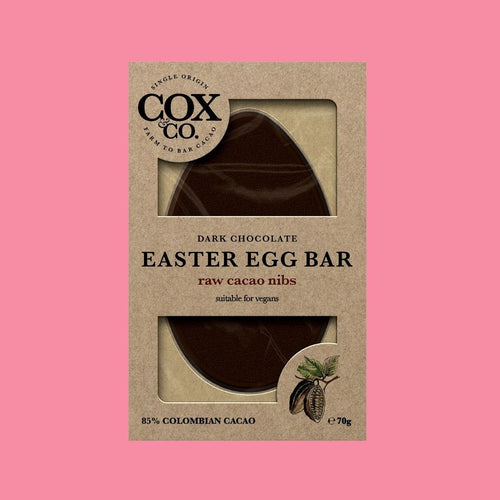 Cox & Co Egg Shaped Chocolate Bar Raw Cacao Nibs