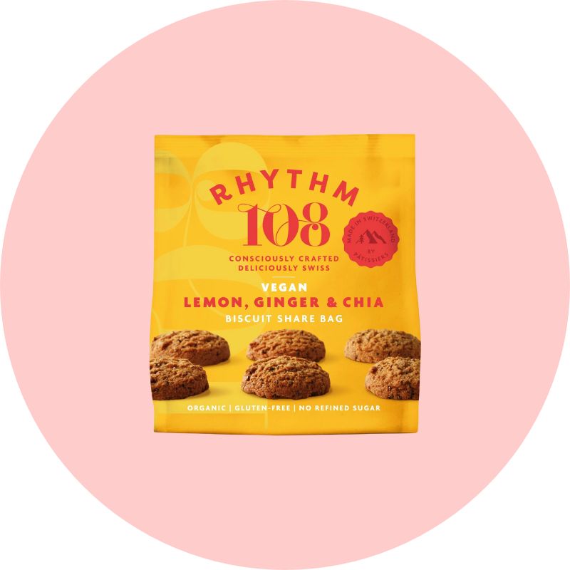 Rhythm 108 Biscuits Lemon, Ginger & Chia 135g Bag