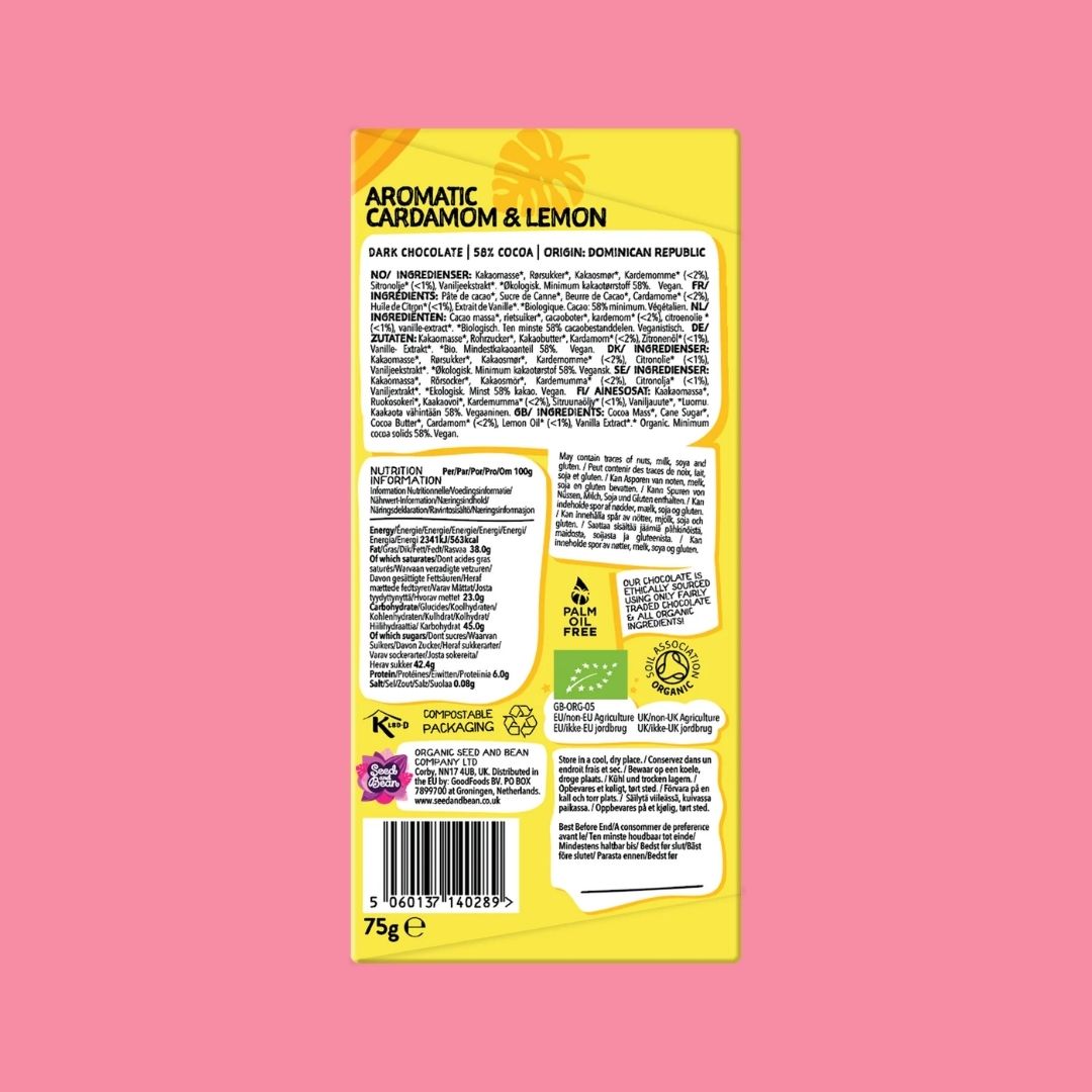 Seed & Bean Chocolate Bar Lemon & Cardamom Reverse