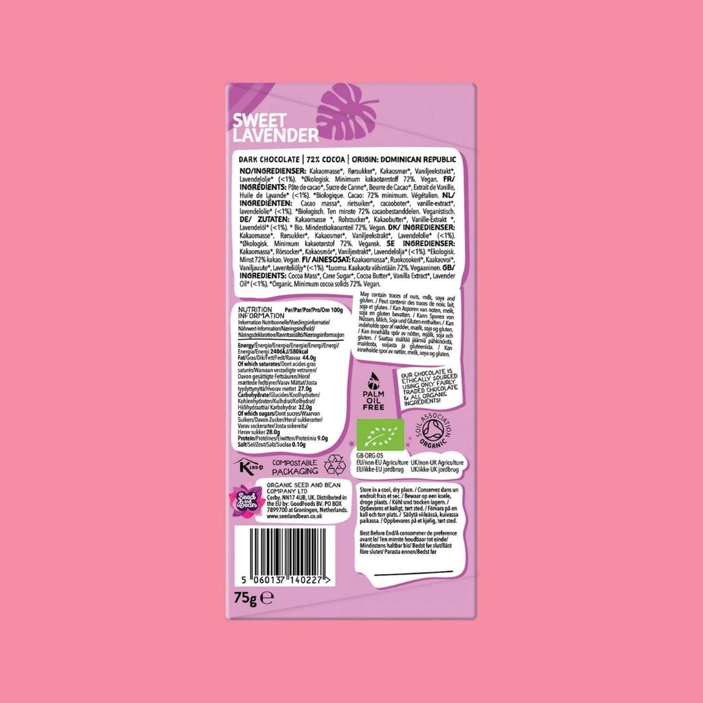 Seed & Bean Chocolate Bar Sweet Lavender Reverse