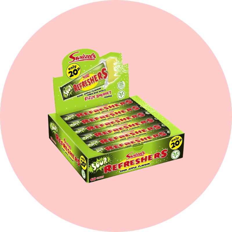 [Box of 60] Refreshers Sour Apple Chew Bar [BBE 31/08/2025]